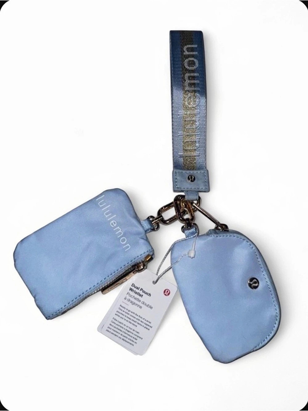 lululemon Dual Pouch Wristlet Blue 3-Piece Set NWT